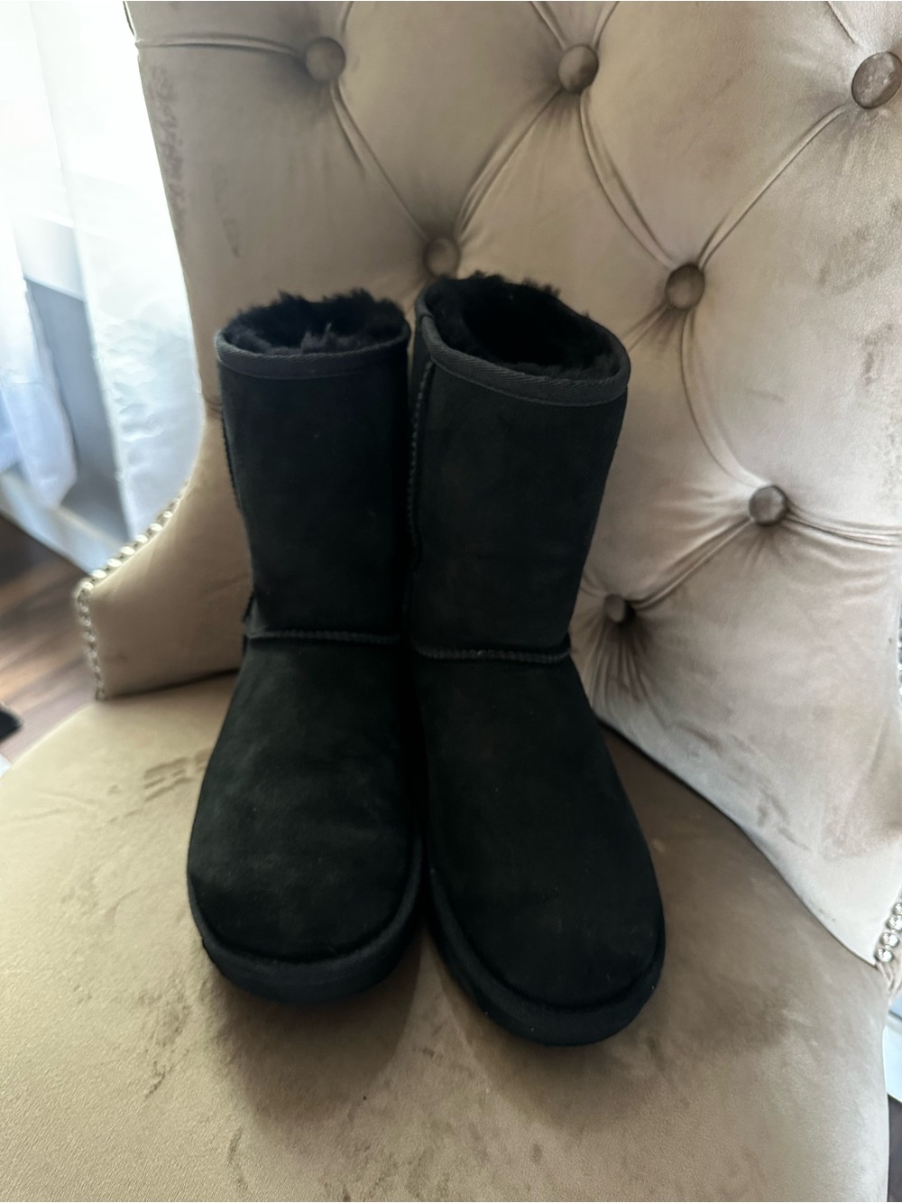 Black tall UGGs worn once